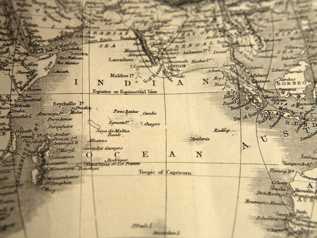 carte ancienne de l'ocean indien