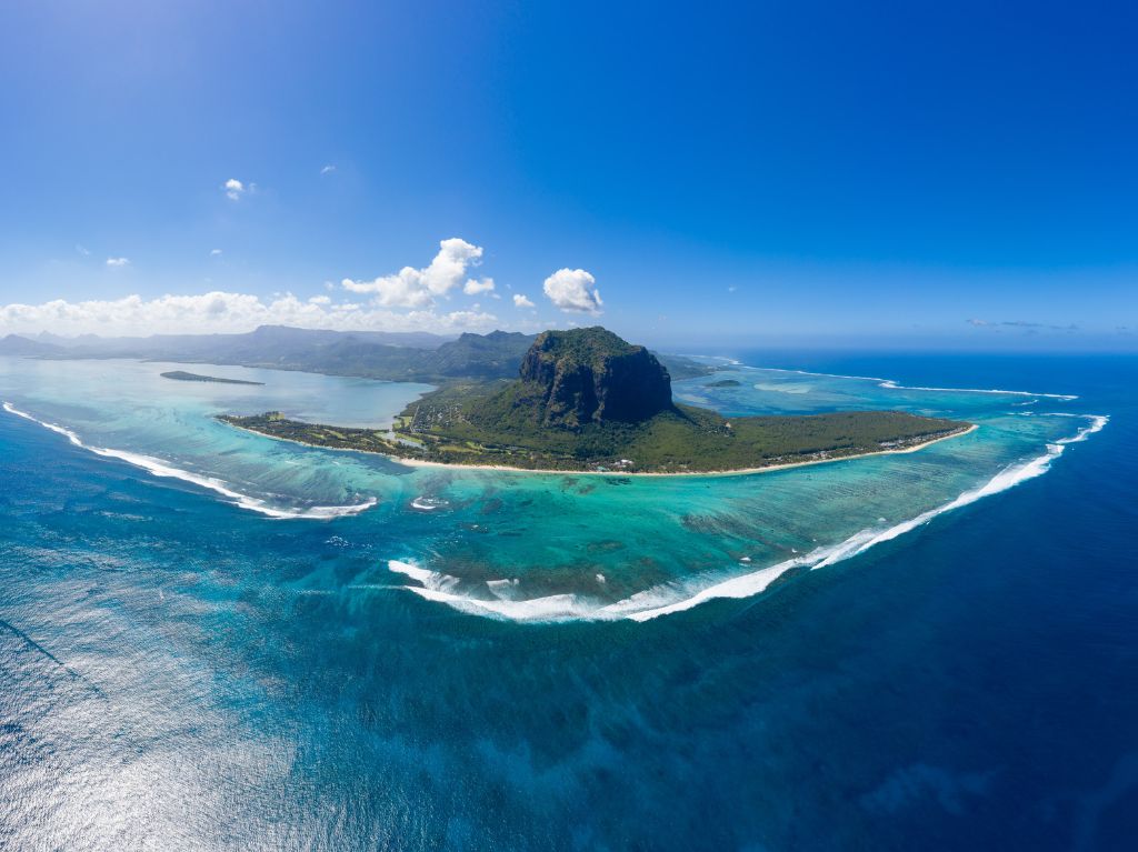 Vue sur l'Ile Maurice depuis les airs