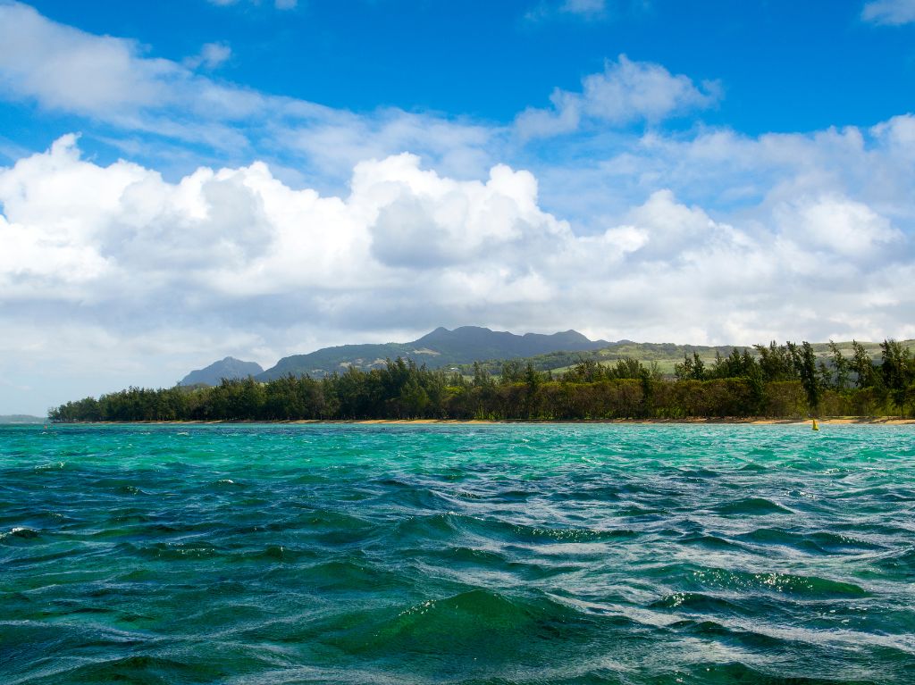 Vue sur Bel Ombre depuis l'océan Indien