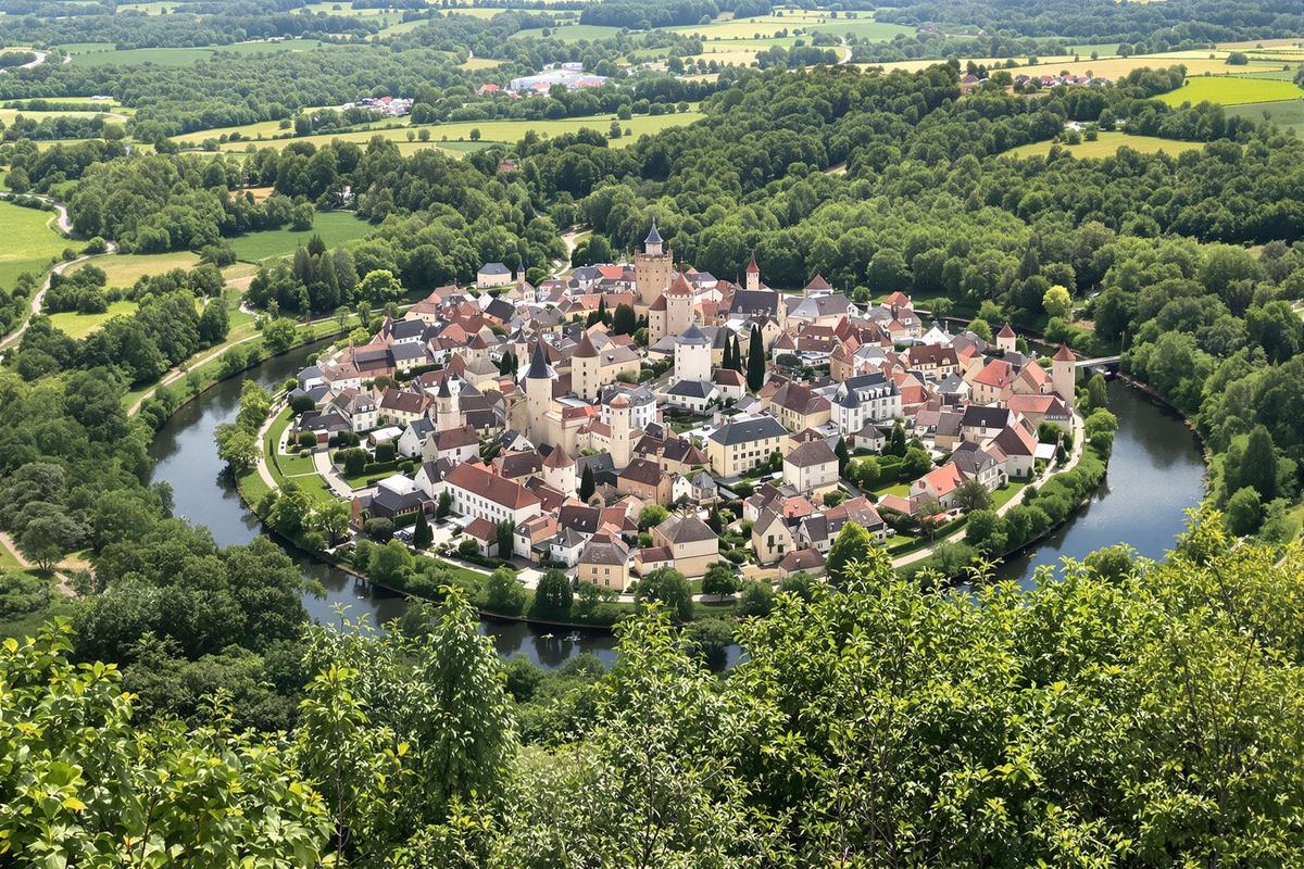 Entouré par 3 km de rivière, ce village unique marque l&rsquo;harmonie parfaite entre nature et histoire
